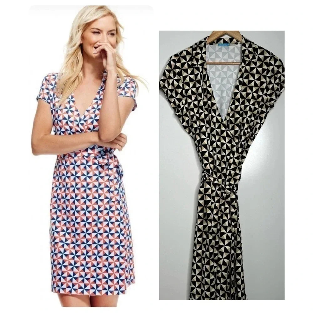 J. McLaughlin Lila Catalina Cloth Short Sleeve Wrap Dress Size Medium